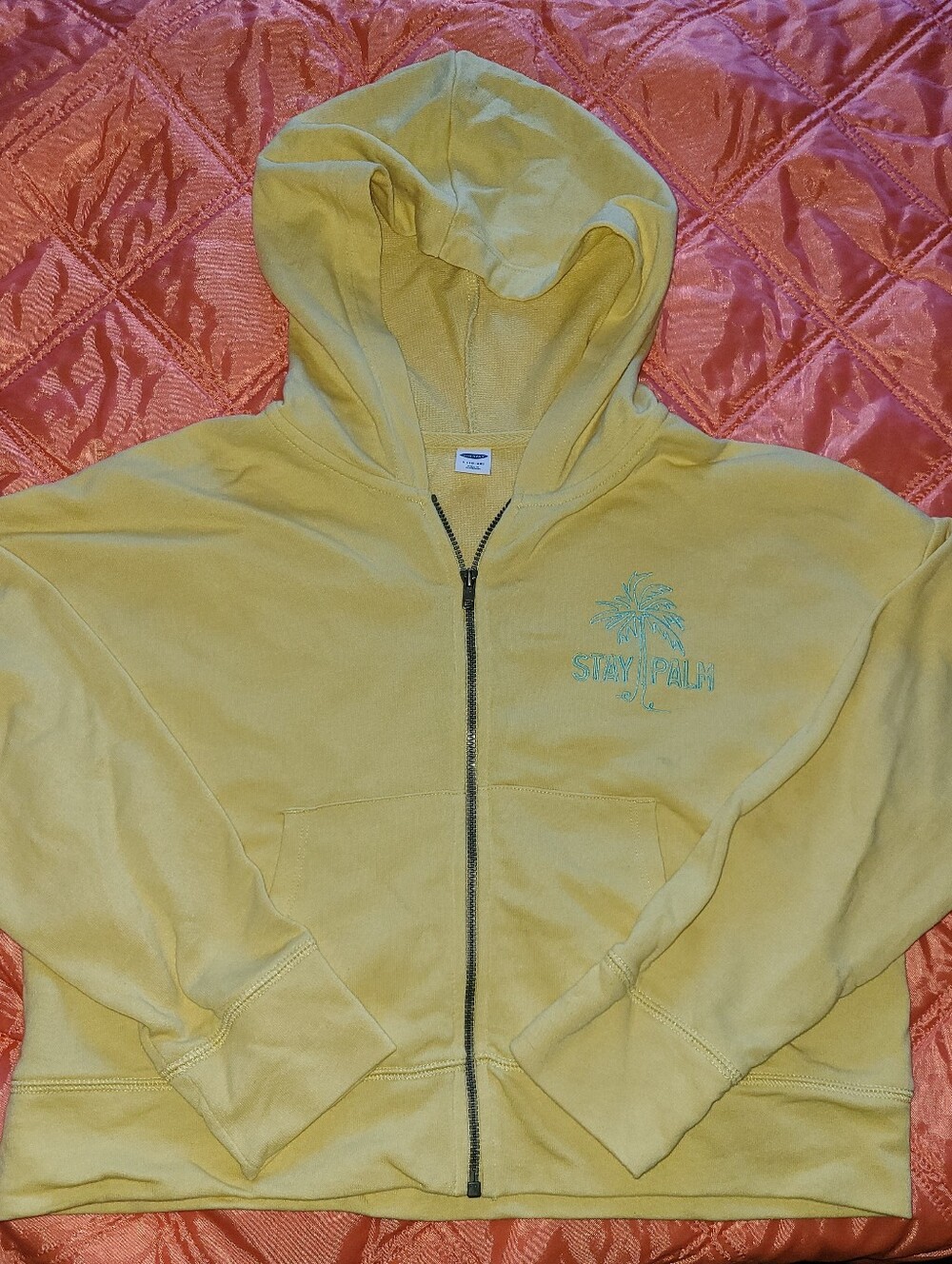 Yellow Kids Old Navy Zip-Up Hoodie Jacket - Stay Palm - Size L (10/12)